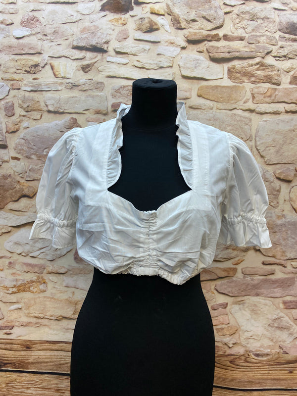 Vintage Dirndl Gr. 40 Blau mit pinker Stickerei, Bluse & Schürze