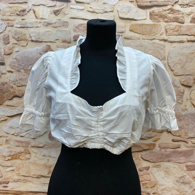 Vintage Dirndl Gr. 40 Blau mit pinker Stickerei, Bluse & Schürze