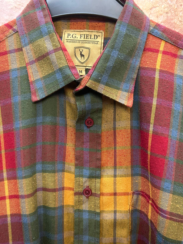 „Vintage Flanellhemd Herren kariert bunt Größe M Detail Kragen“
