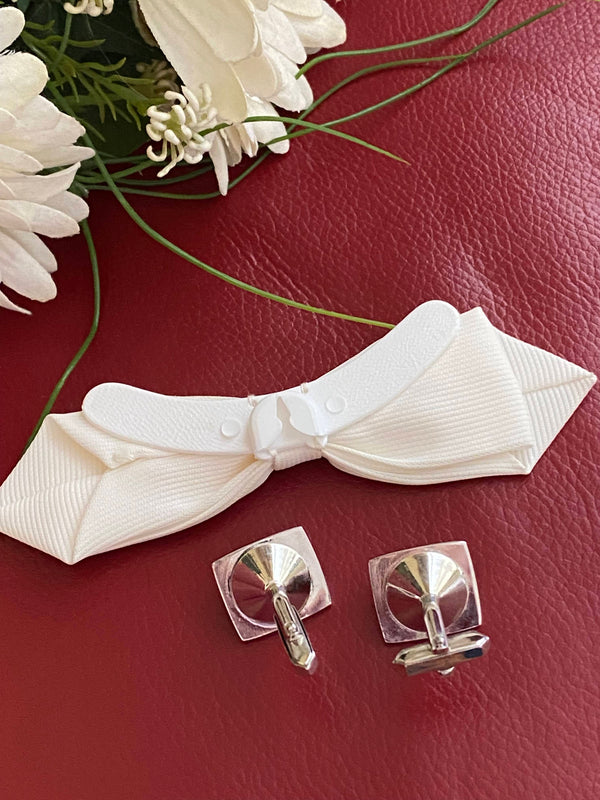 „Vintage Herren Fliege für Hochzeit und Smoking mit edlen Manschettenknöpfen“