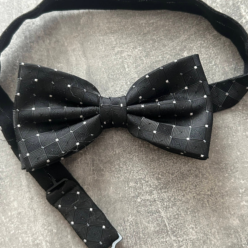 Schwarze Vintage-Fliege J. Ploenes mit Micro-Dots