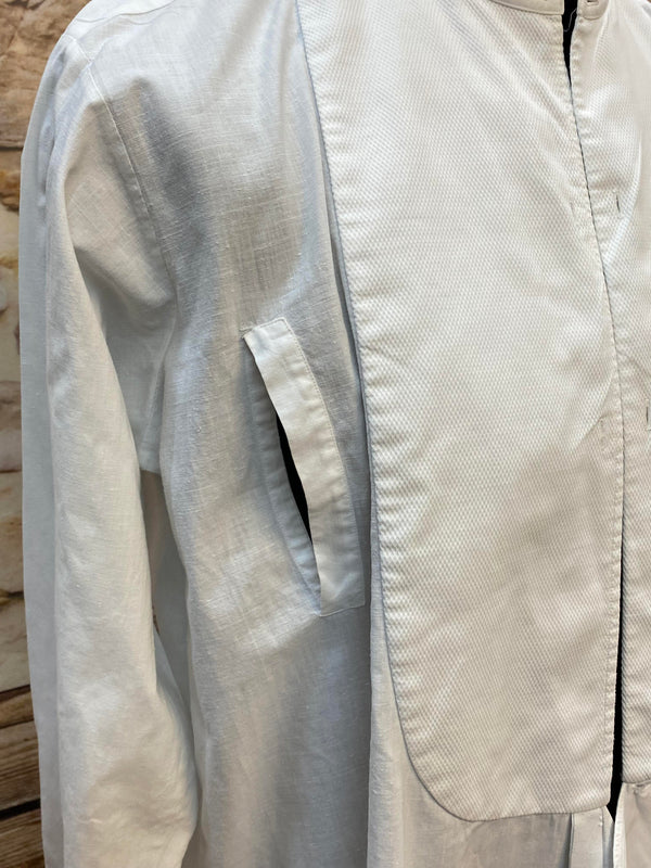 Vintage Herren-Frackhemd Weiß – Stehkragen, lang, klassischer Look