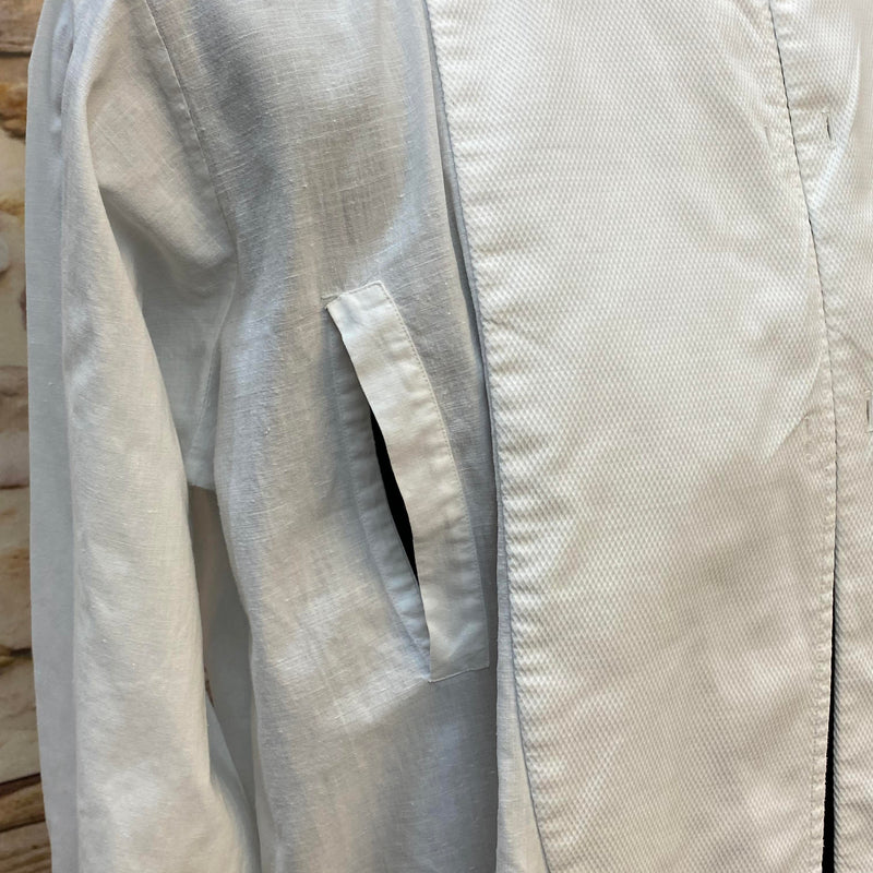 Vintage Herren-Frackhemd Weiß – Stehkragen, lang, klassischer Look