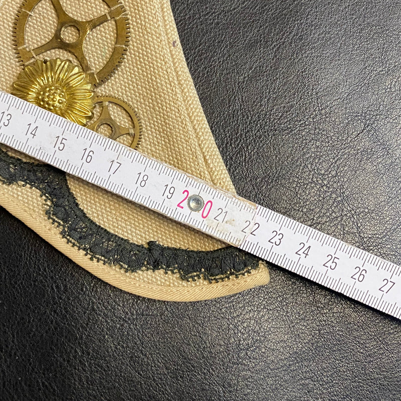 Steampunk Gamaschen Vintage Unikat – handveredelt Spats beige Zahnräder, Ansicht 4