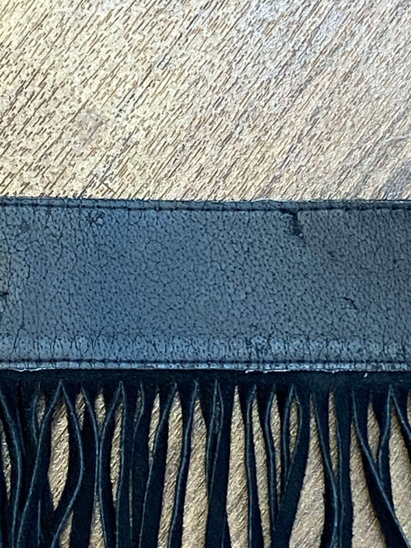 Vintage Western Gürtel schwarz Fransen Türkis Boho Hüftgürtel Lederlook