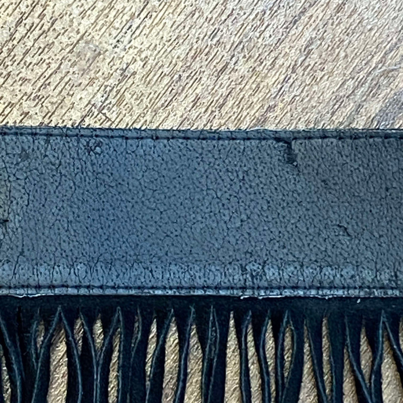 Vintage Western Gürtel schwarz Fransen Türkis Boho Hüftgürtel Lederlook