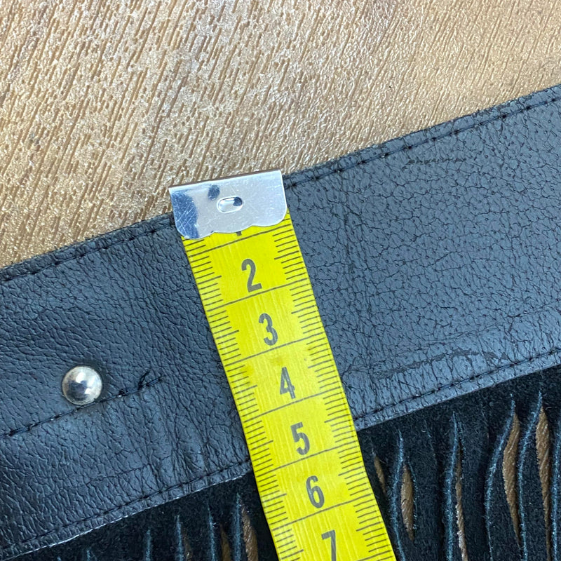 Vintage Western Gürtel schwarz Fransen Türkis Boho Hüftgürtel Lederlook