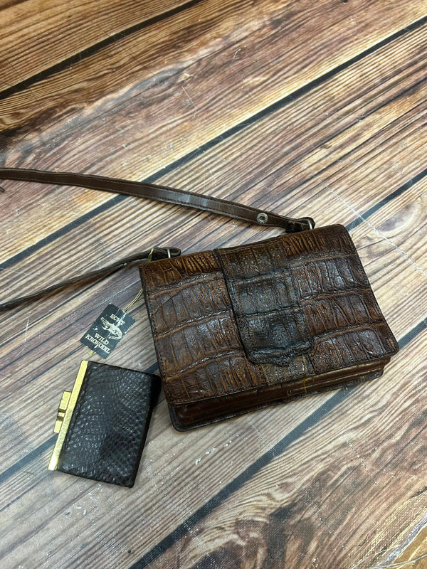 „Luxus Vintage Handtasche Krokodilleder braun mit Struktur 50er Stil“