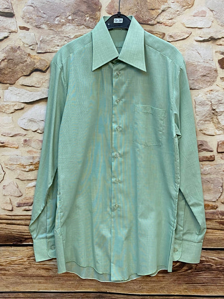 „Vintage Herrenhemd grün 70er Jahre großer Kragen Größe 38“
