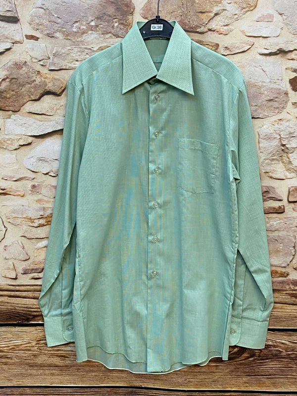„Vintage Herrenhemd grün 70er Jahre großer Kragen Größe 38“