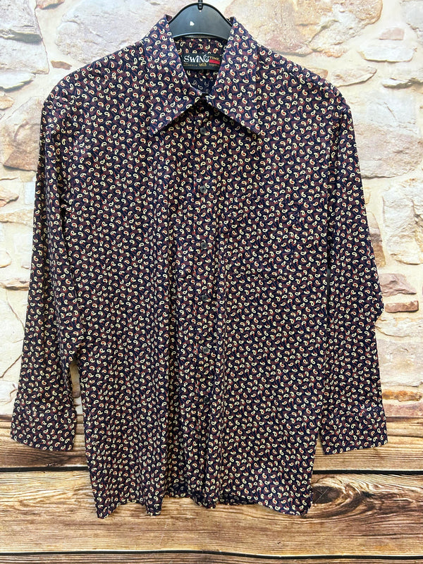 „Vintage Hemd Herren Paisley dunkelblau Größe 43 Gesamtansicht“