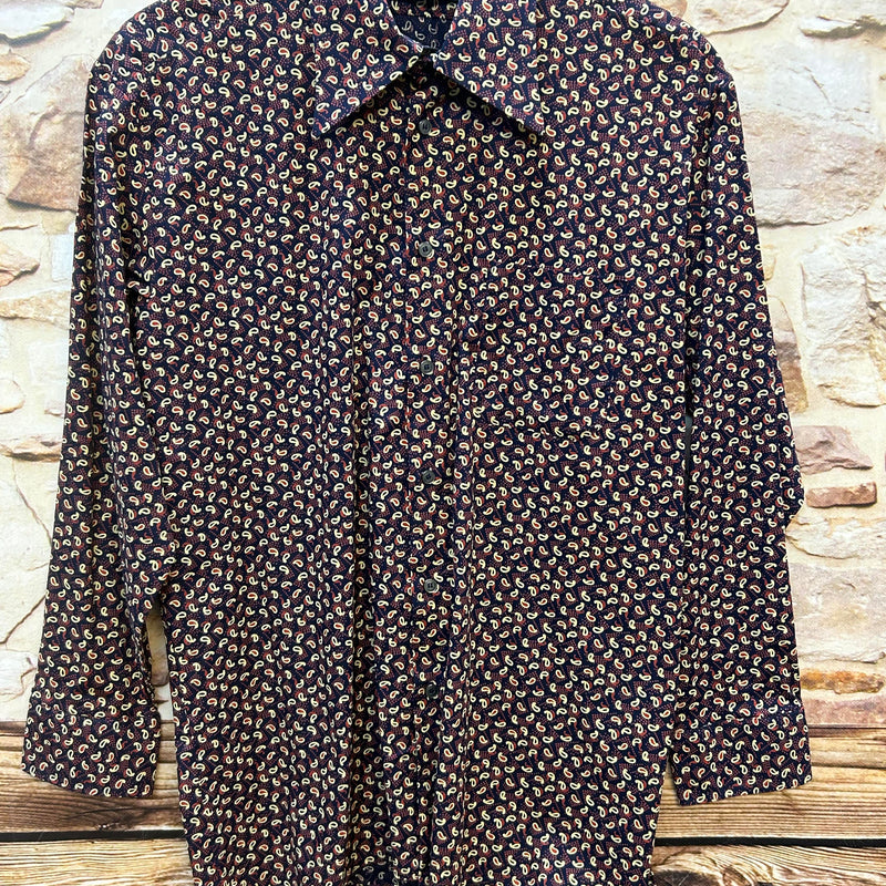 „Vintage Hemd Herren Paisley dunkelblau Größe 43 Gesamtansicht“