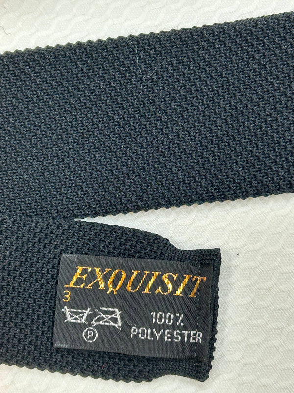 Schwarze Vintage-Krawatte mit Exquisit-Etikett aus Polyester