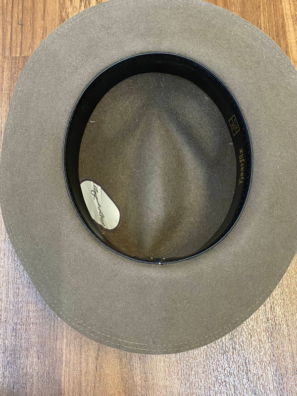 Grauer Vintage Herren Fedora aus Haarfilz mit gelb-naturfarbenem Hutband Größe 56 Ansicht 5