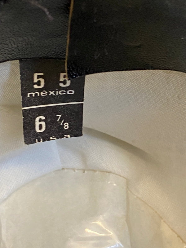 Schwarzer Vintage Fedora von Pigalle mit schwarz-weißem Hutband und geformter Krone, Ansicht 6