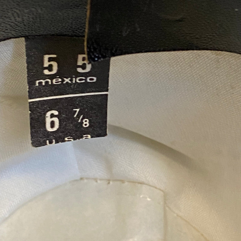Schwarzer Vintage Fedora von Pigalle mit schwarz-weißem Hutband und geformter Krone, Ansicht 6