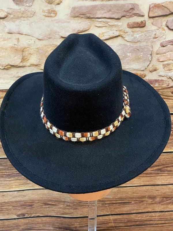 Schwarzer Vintage Cowboyhut von Stars & Stripes mit gewebtem Hutband und breiter Krempe, Ansicht 2