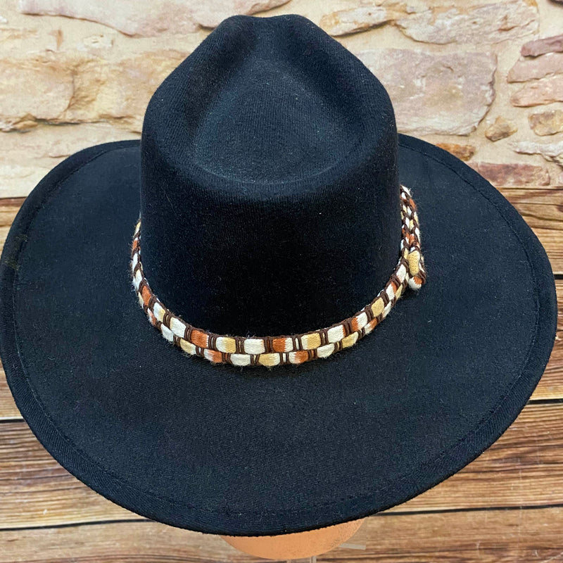 Schwarzer Vintage Cowboyhut von Stars & Stripes mit gewebtem Hutband und breiter Krempe, Ansicht 2