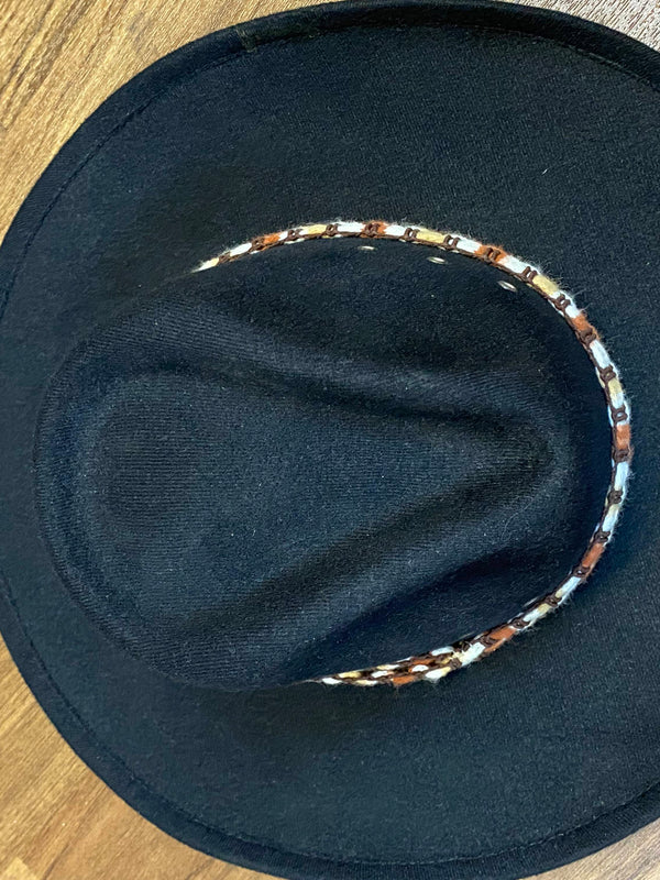 Schwarzer Vintage Cowboyhut von Stars & Stripes mit gewebtem Hutband und breiter Krempe, Ansicht 3