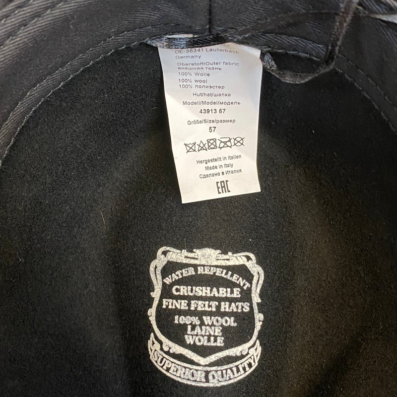 Schwarzer Woll-Fedora Gr. 57 mit Hutband und kleiner seitlicher Verzierung, Ansicht 4
