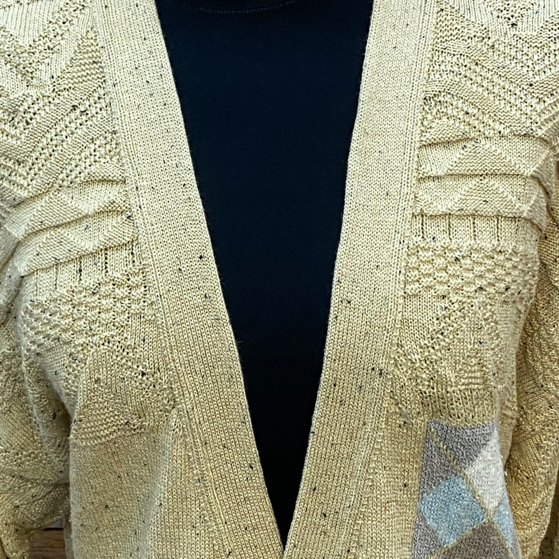 „True Vintage Herren Strickjacke XL in Creme Beige mit Knopfleiste“