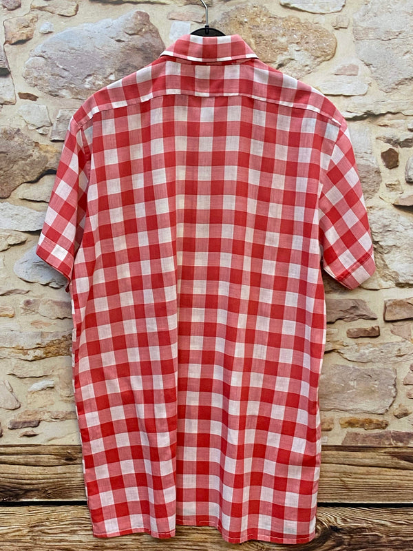 „Vintage Trachtenhemd Herren rot weiß kariert für Lederhose und Oktoberfest“