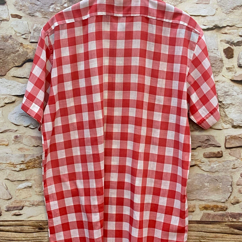 „Vintage Trachtenhemd Herren rot weiß kariert für Lederhose und Oktoberfest“