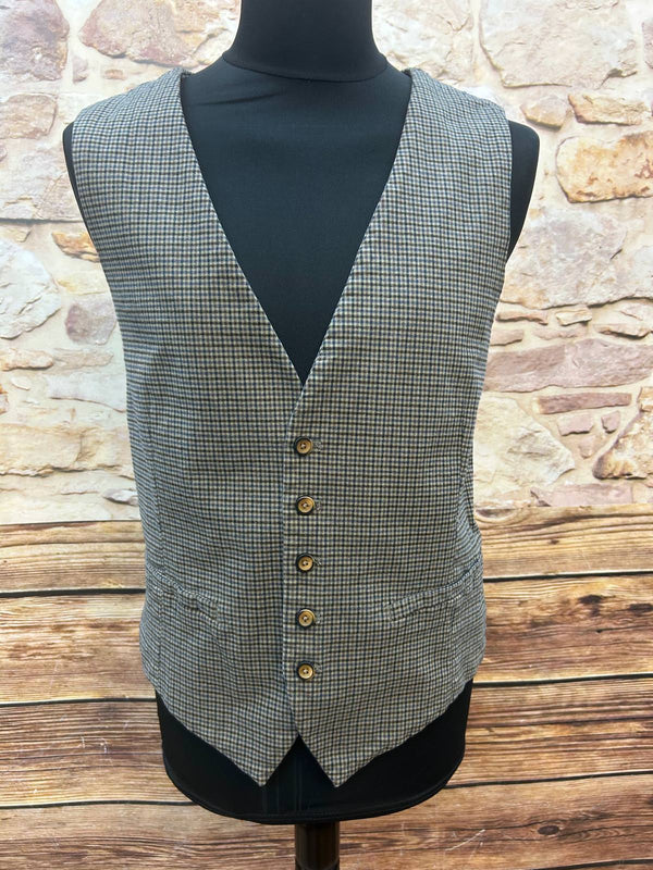 Vintage Herren Weste XL Slim Fit kariert, Vorderansicht.
