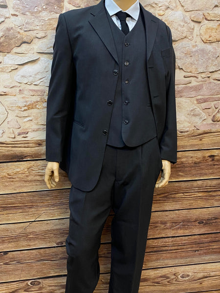 „Vintage Herrenanzug aus reiner Schurwolle – klassisches 3-teiliges Outfit mit Hemd und Weste“