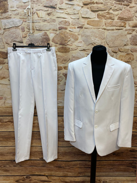 Weißer Vintage Herrenanzug Gr. 52 mit klassischem Sakko und passender Hose als eleganter Zweiteiler für Herren