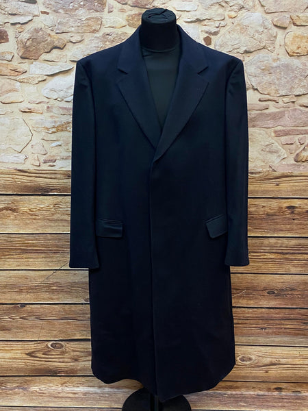 „Vintage Herrenmantel dunkelblau Cashmere lang Größe 56 elegant“