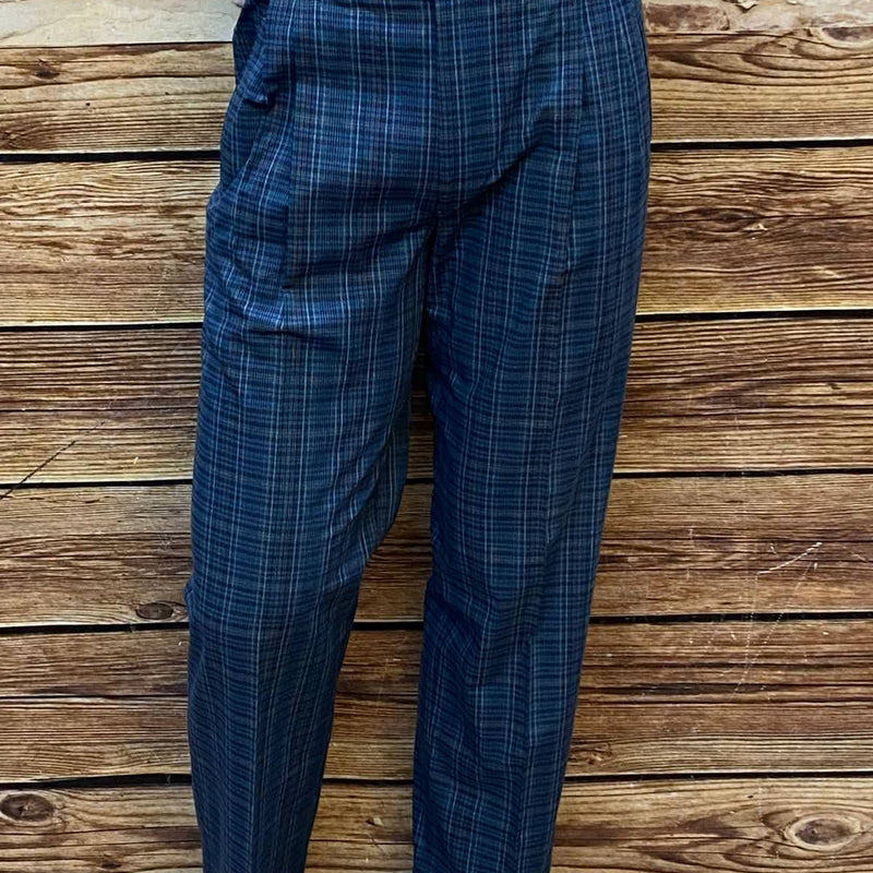 Vintage Hose kariert in Blau, Größe 48, lange Herrenhose ungetragen