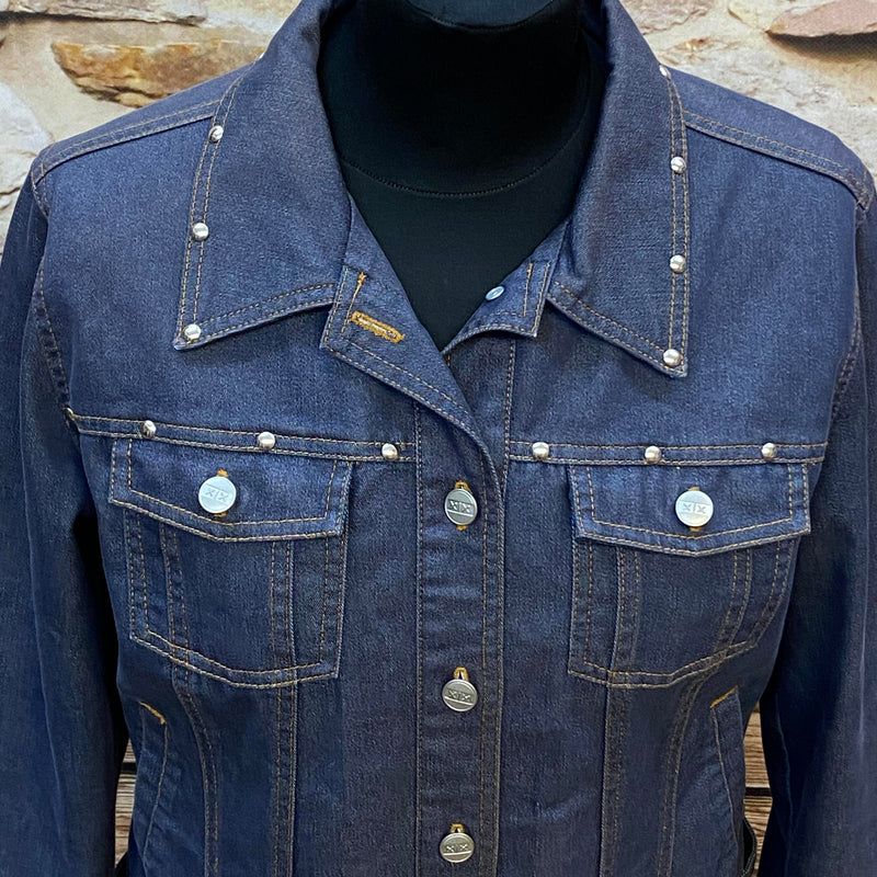 „Vintage Jeansjacke Damen Detail Kragen Nieten Denim blau“