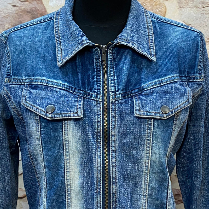 „Vintage Jeansjacke Damen Detail Brusttaschen Denim Used Look“