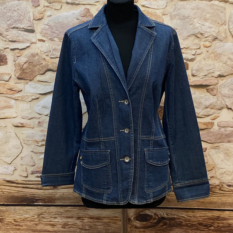 „Vintage Jeansjacke Damen dunkelblau Blazer Stil Größe 38 Vorderansicht“