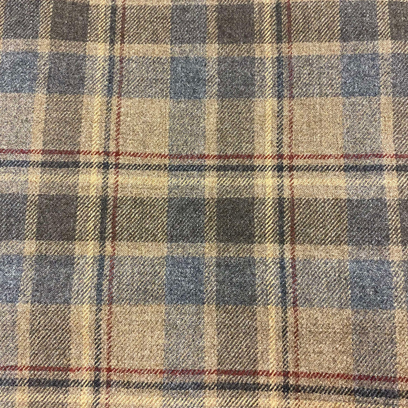 „Vintage Rock Detail Karomuster Schurwolle blau beige klassisch“