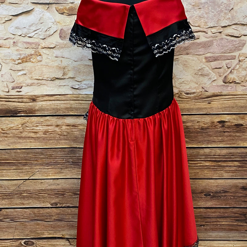 Vintage Cocktailkleid Rot Schwarz mit Spitze – festliches Abendkleid Gr. 44, Ansicht 4