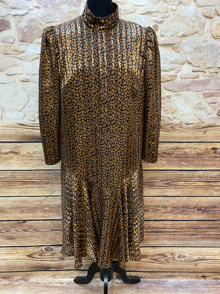 „Vintage Kleid schwarz gold Muster 20er Stil elegantes Damenkleid“