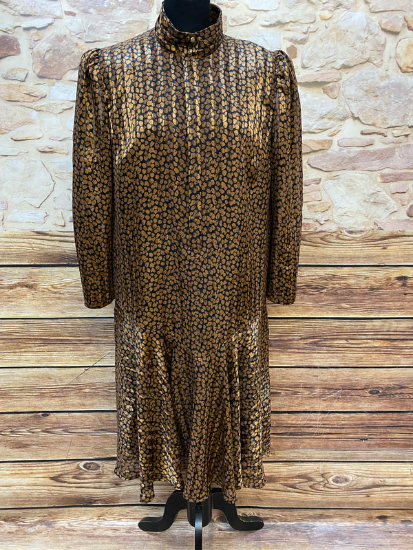 „Vintage Kleid schwarz gold Muster 20er Stil elegantes Damenkleid“