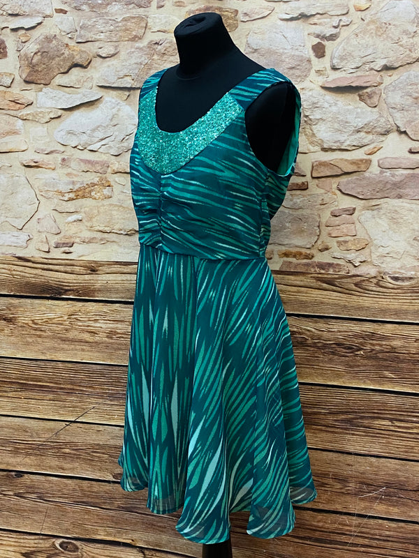 Vintage Cocktailkleid türkis mit Pailletten Gr. 40 elegant, Ansicht 4