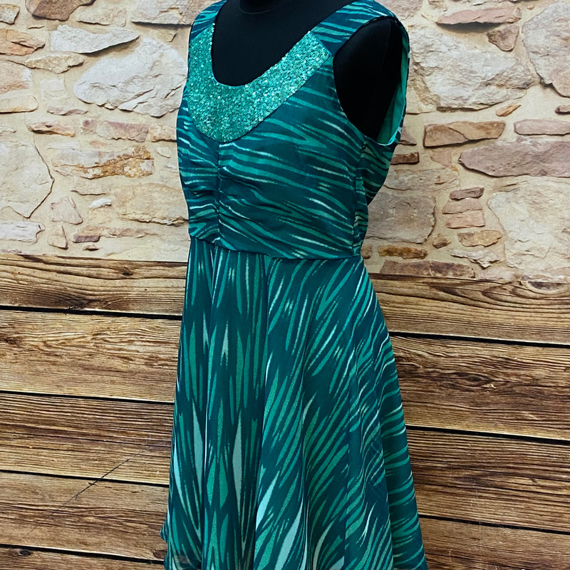 Vintage Cocktailkleid türkis mit Pailletten Gr. 40 elegant, Ansicht 4