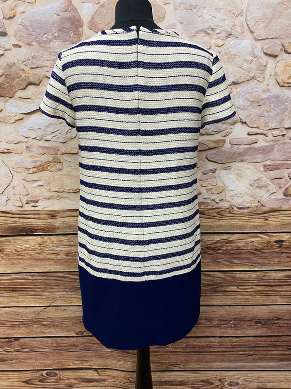 Damen Kleid blau/weiß gestreift, tiefe Tailiie 20er Jahre Stil Gr.36