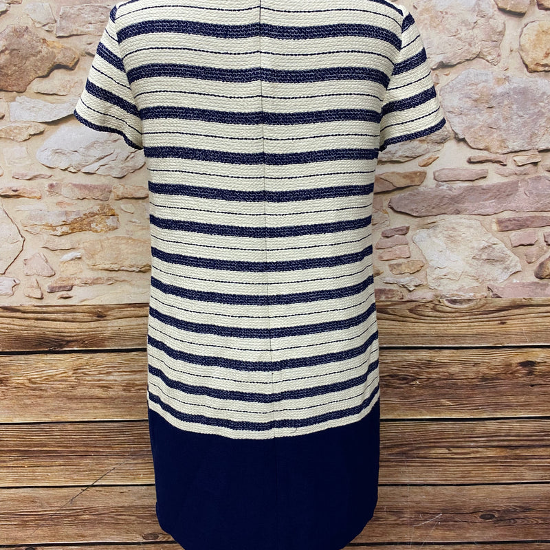 Damen Kleid blau/weiß gestreift, tiefe Tailiie 20er Jahre Stil Gr.36
