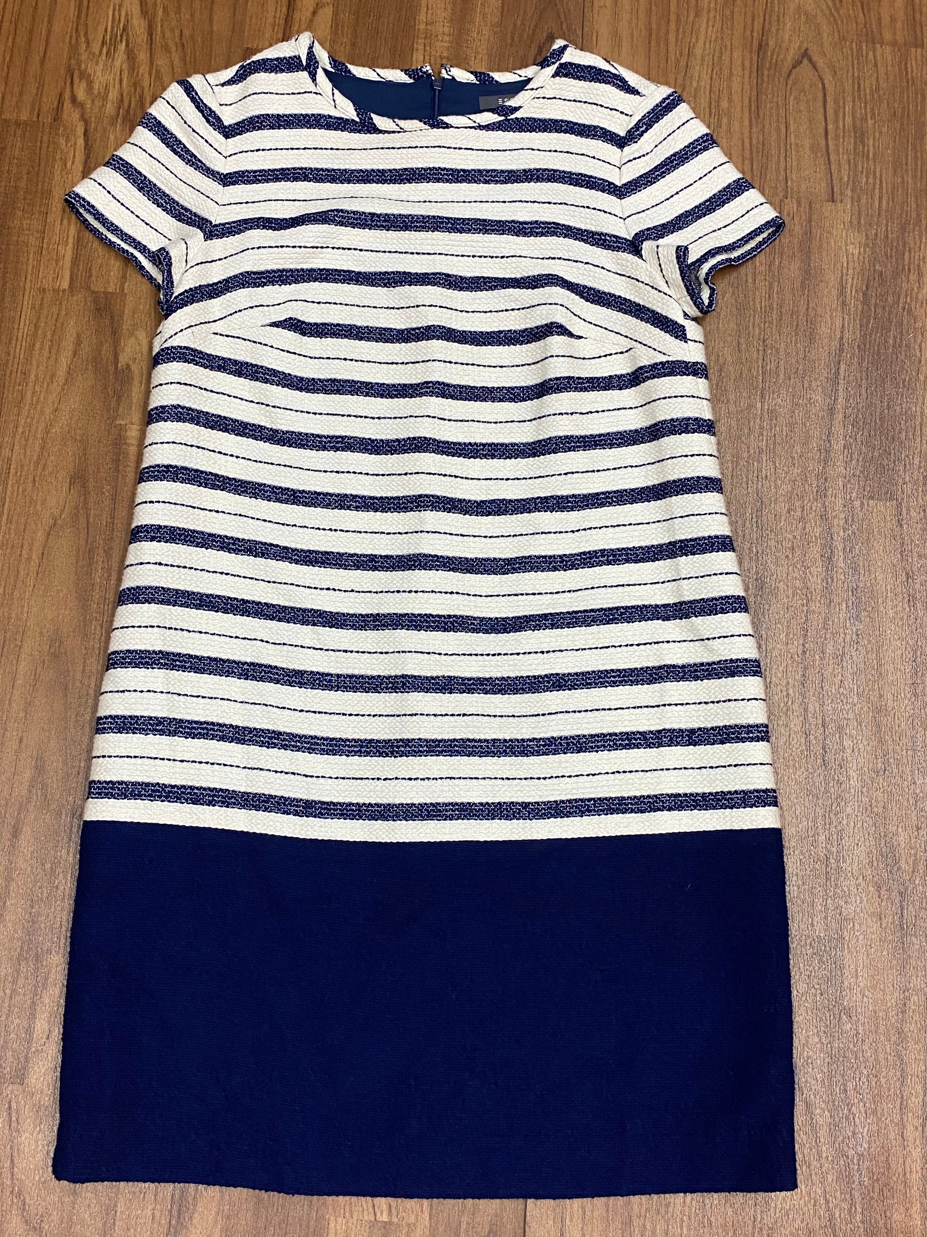 Damen Kleid blau/weiß gestreift, tiefe Tailiie 20er Jahre Stil Gr.36