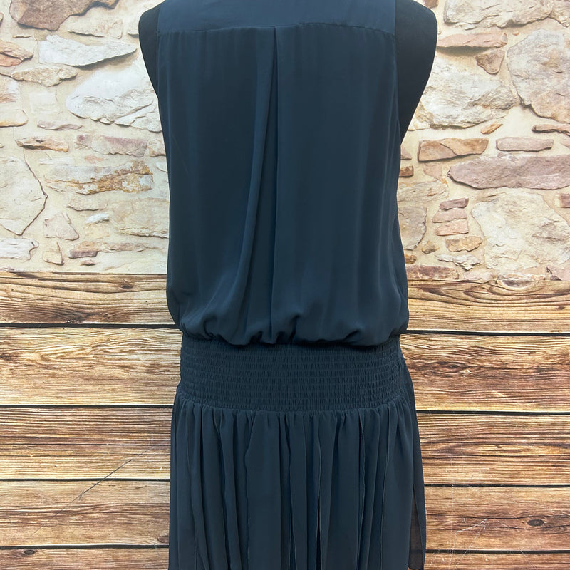 Vintage-Kleid Gr. 36 – Dunkelblau & tiefe Taille