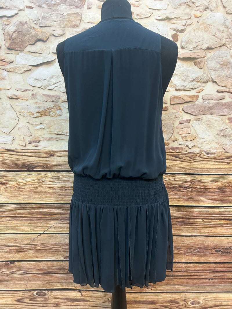Vintage-Kleid Gr. 36 – Dunkelblau & tiefe Taille
