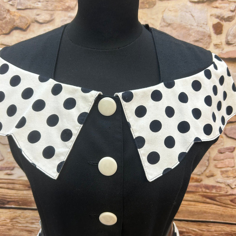 Punktekleid Gr. 40/42 – Schwarz-Weiß, 80s
