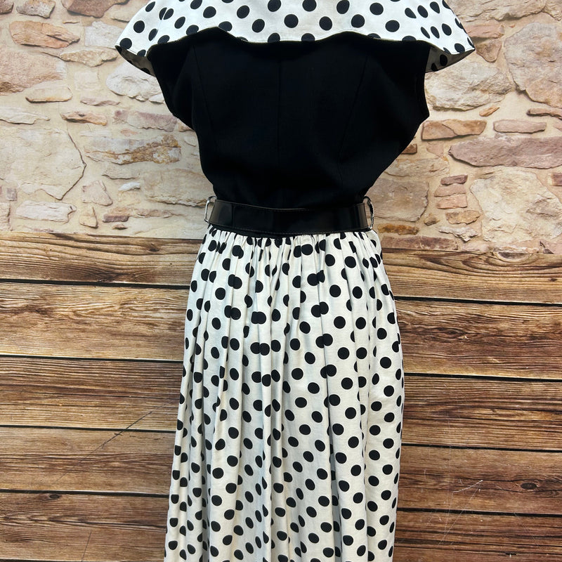 Punktekleid Gr. 40/42 – Schwarz-Weiß, 80s