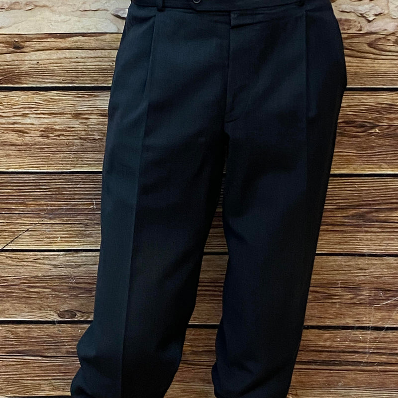 Anthrazitfarbene Knickerbocker-Hose aus Stretch-Schurwolle mit Bundfalten und weichem Beinabschluss, 20er-Jahre-Stil