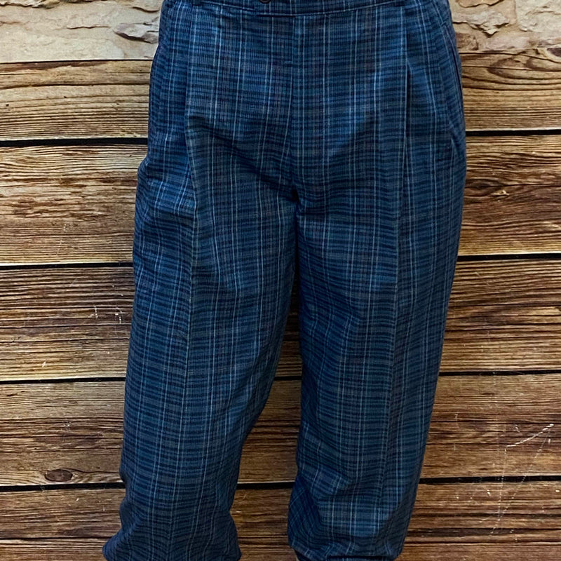 Blaue karierte Vintage-Knickerbocker aus Baumwolle, Größe 50, ungetragen